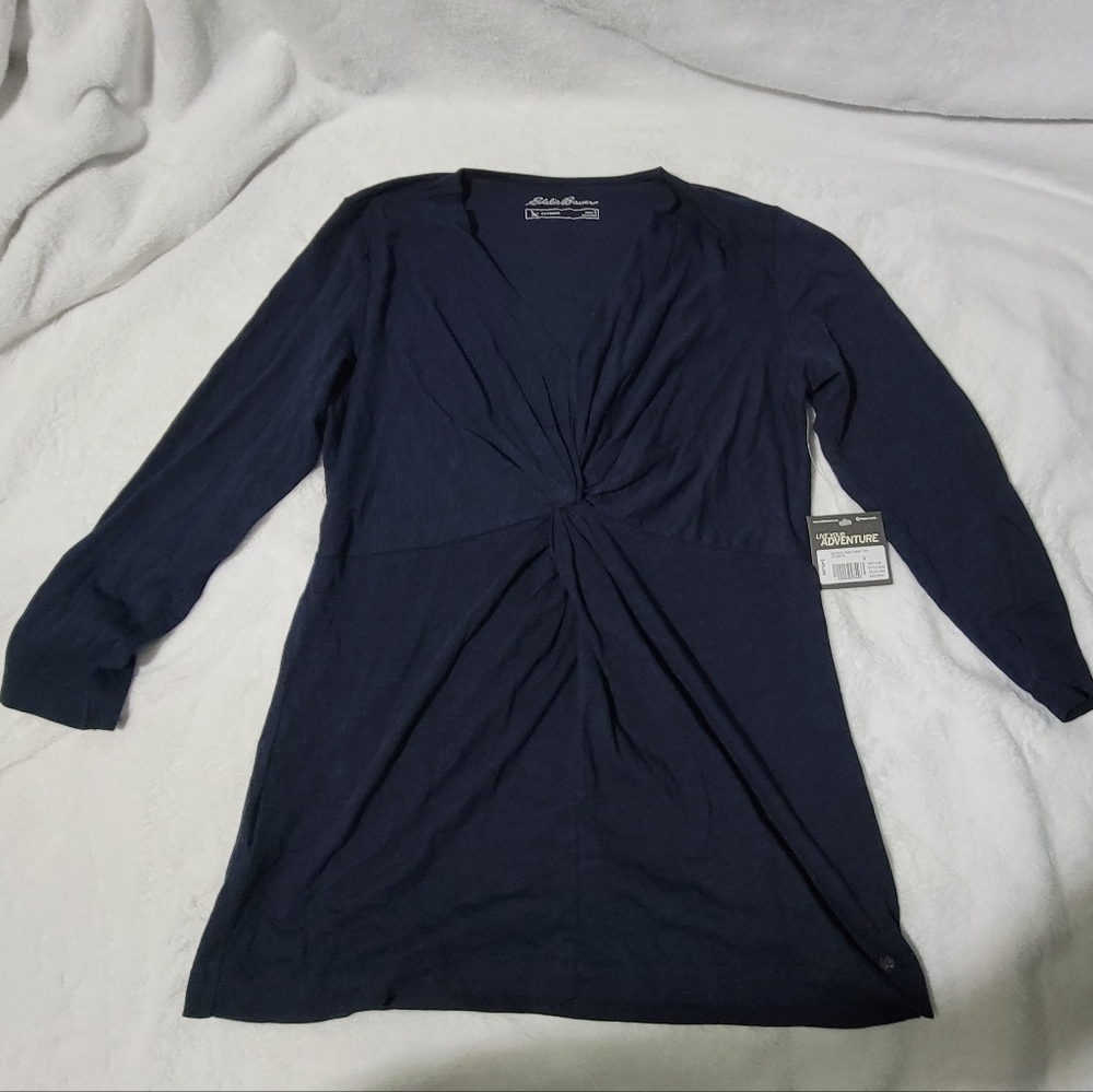 Women's Navy Long Sleeve Top